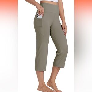 Willit Women's Yoga Capris Pants High Waist 21" sage green Size Small NWT